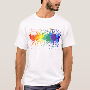 CUSTOMIZE RAINBOW PAINT SPLASH DRIPS GAY PRIDE T-Shirt