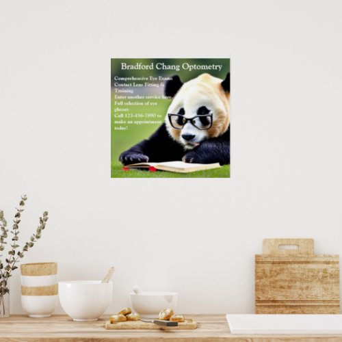 Customize Reading Panda Chinese Optometry Office Poster