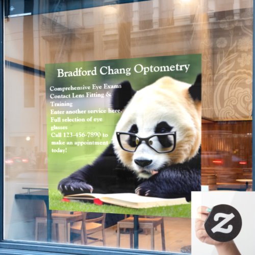 Customize Reading Panda Optometry Office Front  Window Cling