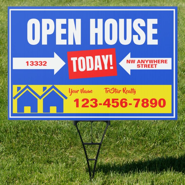 Customize Realtor Open House Today Detailed Yard Sign (Insitu)