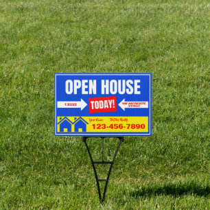 Customize Realtor Open House Today Detailed Yard Sign