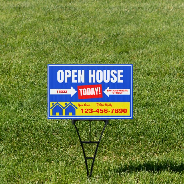 Customize Realtor Open House Today Detailed Yard Sign (Insitu)