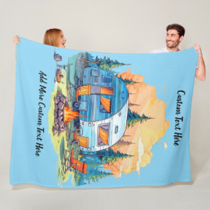 Customize Recreational Vehicle Camping Campfire Fleece Blanket