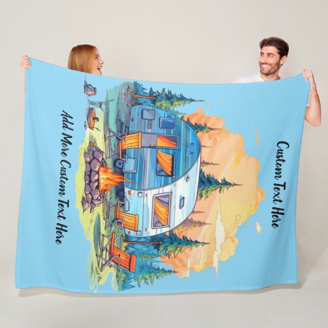 Customize Recreational Vehicle Camping Campfire Fleece Blanket (In Situ)