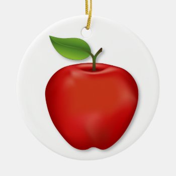Customize Red Apple  Ceramic Ornament by pomegranate_gallery at Zazzle