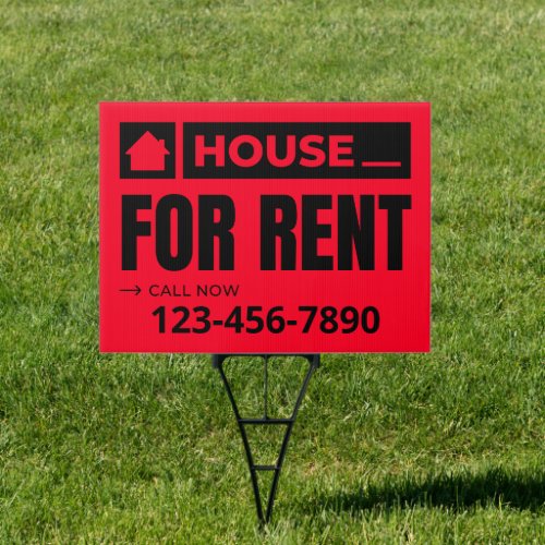 Customize Red Black House For Rent Real Estate  Sign