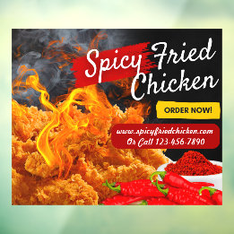 Customize Red Black Spicy Fried Chicken Restaurant Window Cling