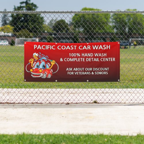 Customize  Red Car Wash Comical Toon Business  Banner