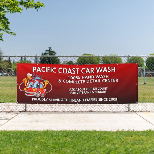 Customize Red Car Wash Comical Toon Car Large  Banner