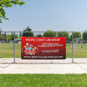 Customize Red Car Wash Comical Toon Car Large  Banner