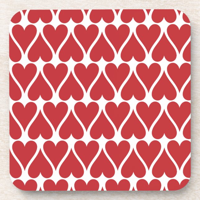 Customize Red Hearts Beverage Coaster (Front)