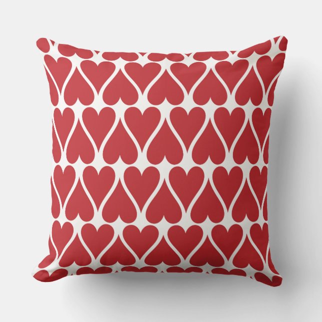 Customize Red Hearts Throw Pillow (Front)