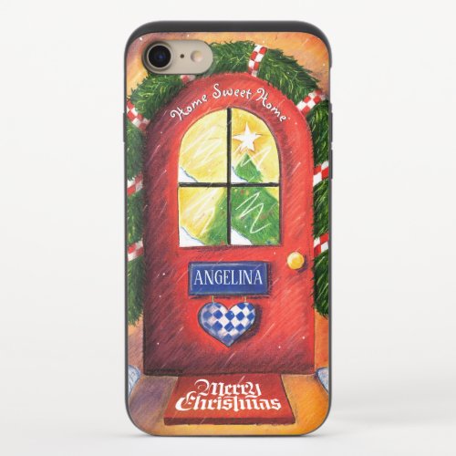 Customize Red Merry Christmas Front Door Cozy Home iPhone 87 Slider Case