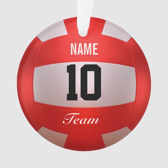 Customize Red Volleyball Ornament (Front)