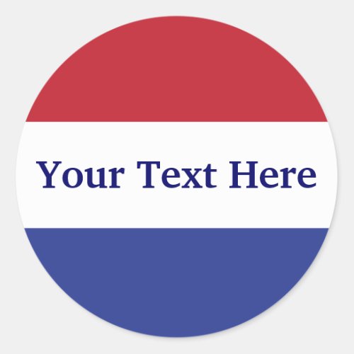 customize red white and blue design classic round sticker