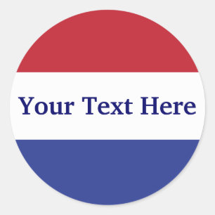 customize red, white and blue design classic round sticker
