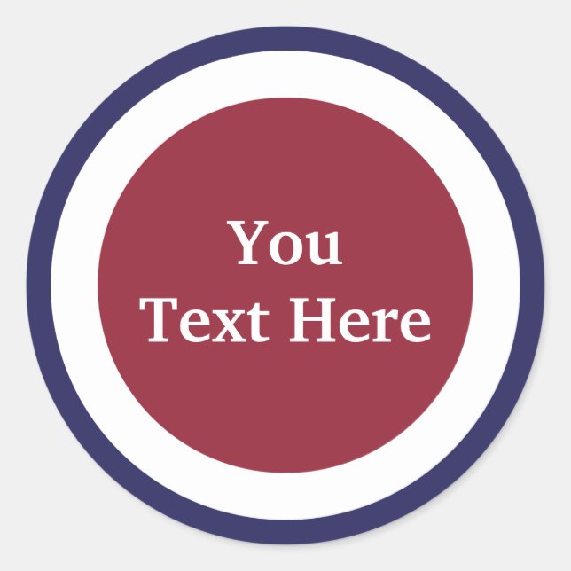 customize red, white and blue design classic round sticker (Front)
