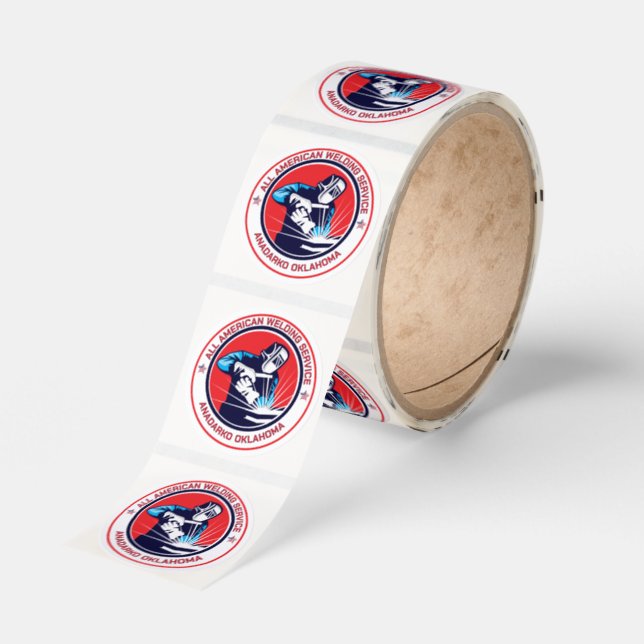 Customize Red White Blue Welding Contractor Classic Round Sticker (Roll)