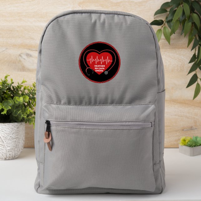 Customize Registered Nurse Heart Stethoscope EKG  Patch (On Backpack)