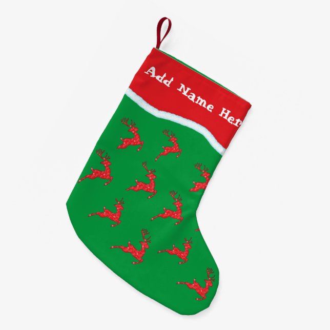 Customize Reindeer Green Stockings (Front (Hanging))