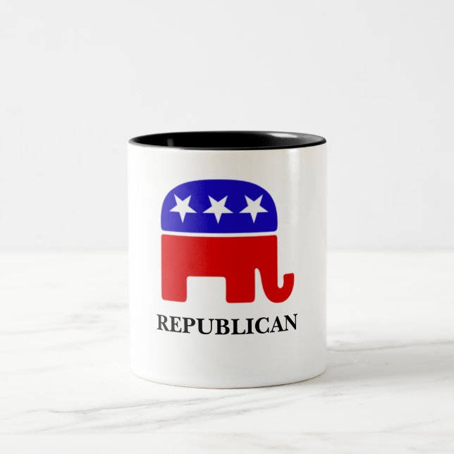 Customize Republican Elephant Two-Tone Coffee Mug (Center)