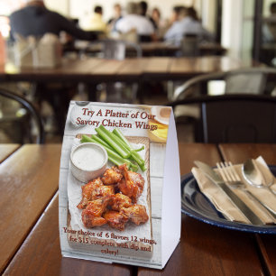 Customize Restaurant Chicken Wing Side Promotional Paper Table Tent
