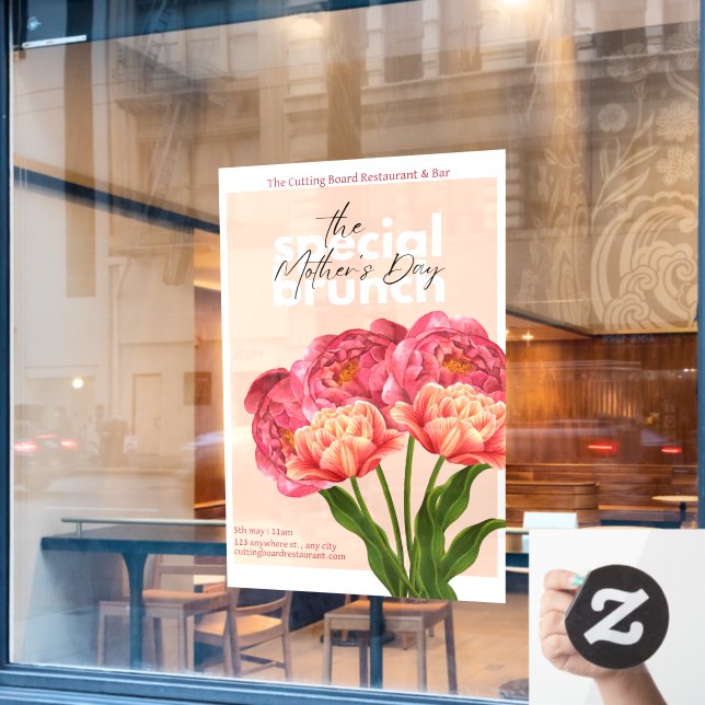 Customize Restaurant Mother's Day Brunch Floral Window Cling (Cafe Window)