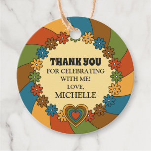 Customize Retro 60s Birthday Party Theme Thank You Favor Tags