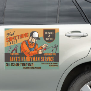 Customize Retro Handyman Service Promo Truck Van Car Magnet