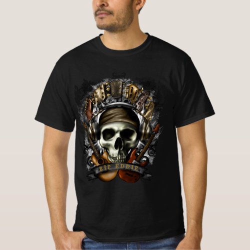 Customize Rock N Roll Guitars Skull Heavy Metal T_Shirt