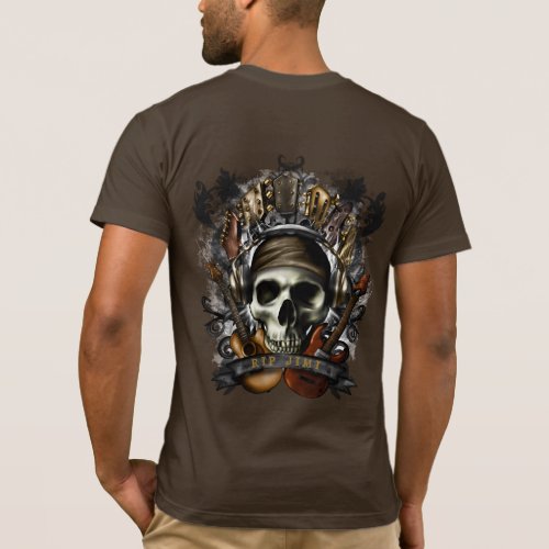 Customize Rock N Roll Guitars Skull Heavy Metal T_ T_Shirt