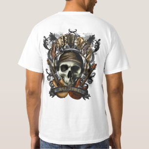 Customize Rock N Roll Guitars Skull Heavy Metal T- T-Shirt