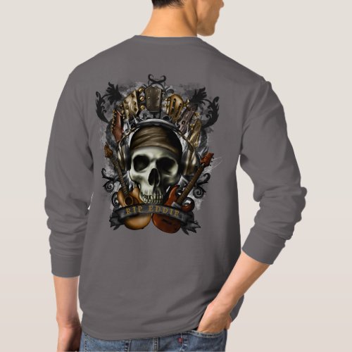 Customize Rock N Roll Guitars Skull Heavy Metal T_ T_Shirt