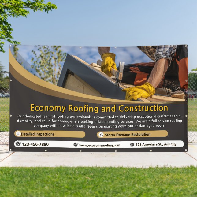 Customize Roofing Service Business Detailed 2  Banner (Outside)
