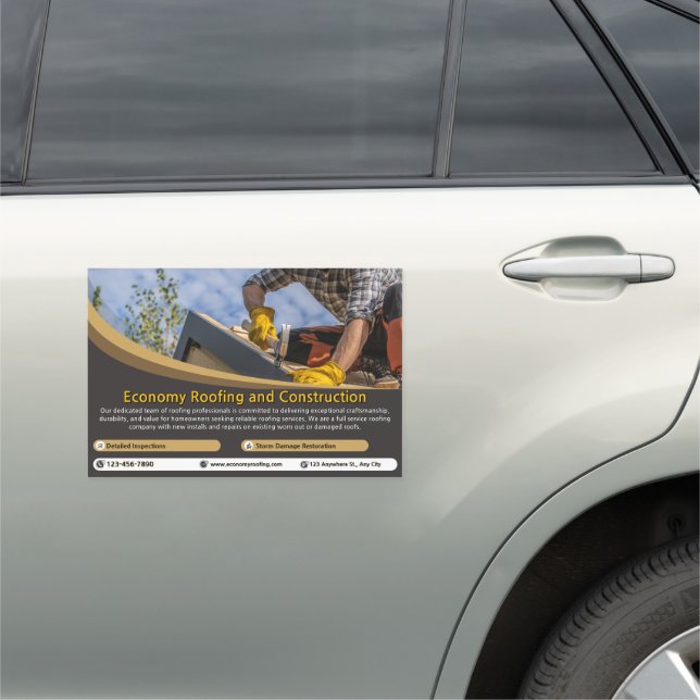 Customize Roofing Service Business Detailed 2  Car Magnet (In Situ)