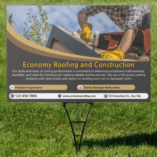 Customize Roofing Service Business Detailed 2 Yard Sign (Insitu)