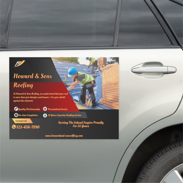 Customize Roofing Service Business Detailed Truck Car Magnet (In Situ)