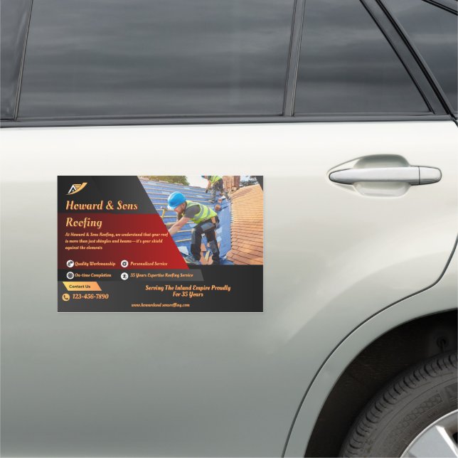 Customize Roofing Service Business Detailed Truck Car Magnet (In Situ)