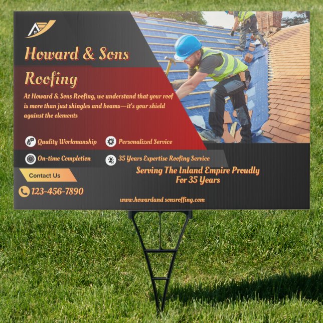 Customize Roofing Service Business Detailed Yard Sign (Insitu)