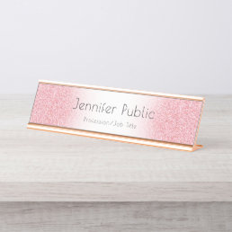 Customize Rose Gold Modern Template Professional D Desk Name Plate