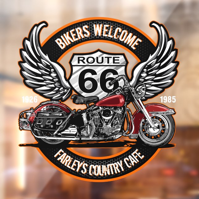 Customize Route 66 Café Garage Gas Station Biker  Window Cling (Sheet 2)