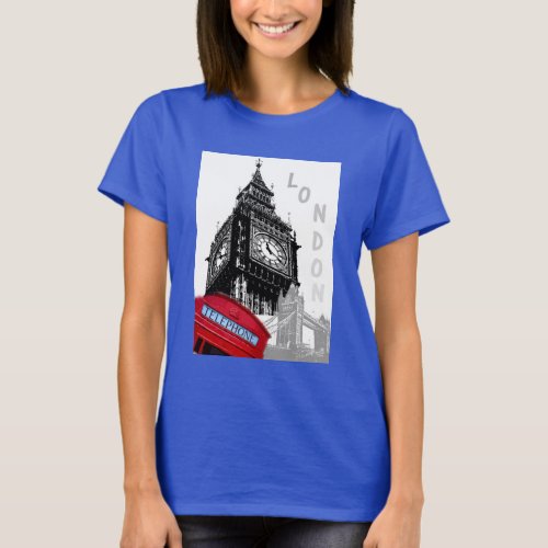 Customize Royal Blue London Big Ben Clock Tower T_Shirt