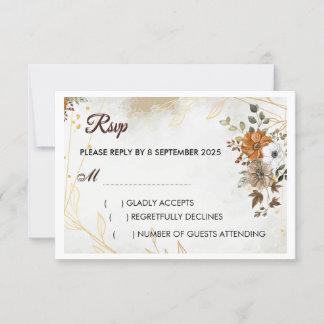 Customize Rustic Boho Fall floral RSVP Card