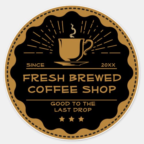 Customize Rustic Coffee Shop Cup Business Front   Sticker