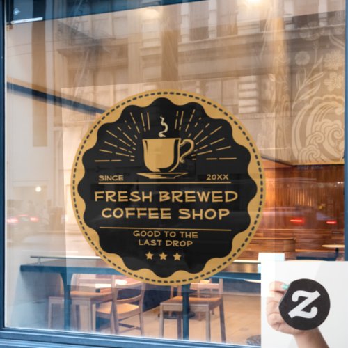 Customize Rustic Coffee Shop Cup Business Front  Window Cling
