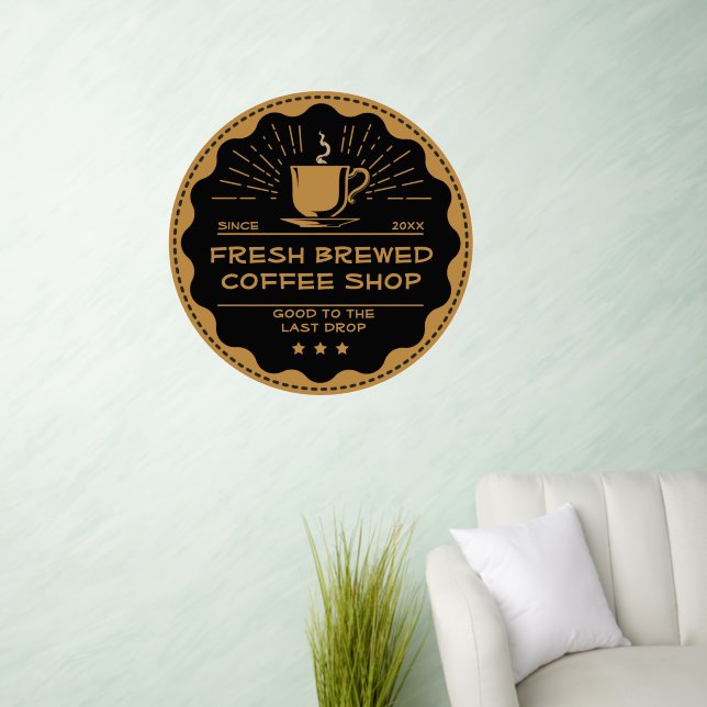 Customize Rustic Coffee Shop Cup Business Interior Wall Decal (Living Room)