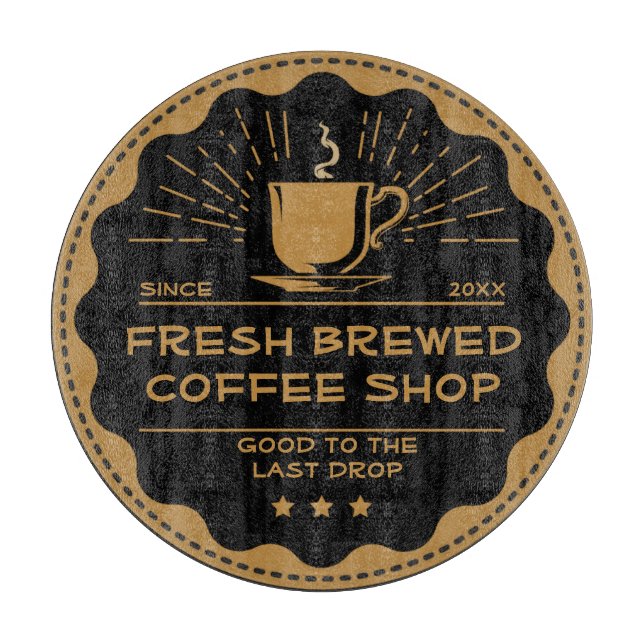 Customize Rustic Coffee Shop Cup Sandwich  Cutting Board (Front)