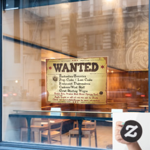 Customize Rustic Western Restaurant Help Wanted Window Cling