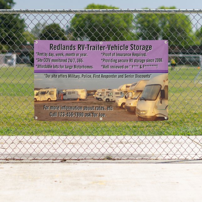 Customize RV Trailer Vehicle Storage Lot  Banner (Insitu)