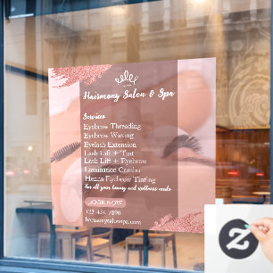 Customize Salon Spa  Lashes Eyelashes Services Window Cling